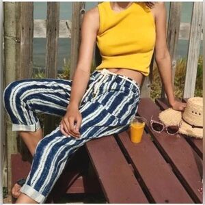 Anthropologie Victoire Blue Tie-Dye Cargo Pants Small Petite Beachy Fisherman
